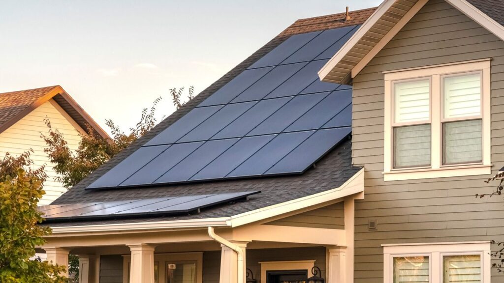 Home with solar panels on roof